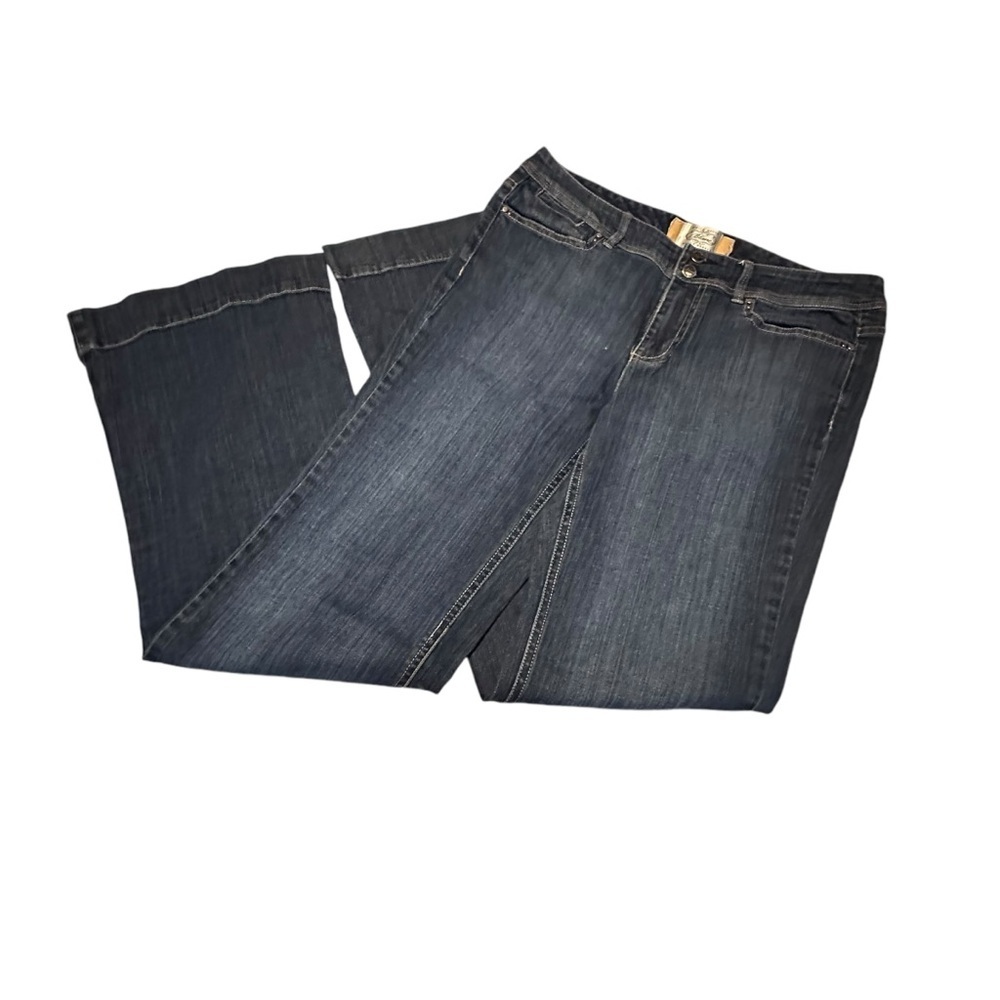 White House Black Market Blanc Dark Blue Denim WideLeg size 8r - Picture 14 of 14